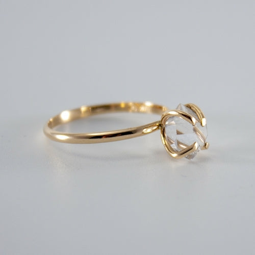 Raw Herkimer Diamond 14k Gold Filled Prong Ring