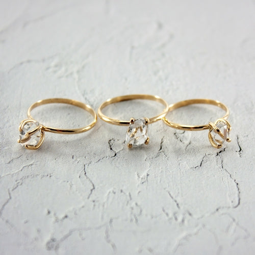 Raw Herkimer Diamond 14k Gold Filled Prong Ring